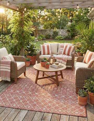 5' 3 x 8' Easy-Clean Lattice Indoor / Outdoor Rug