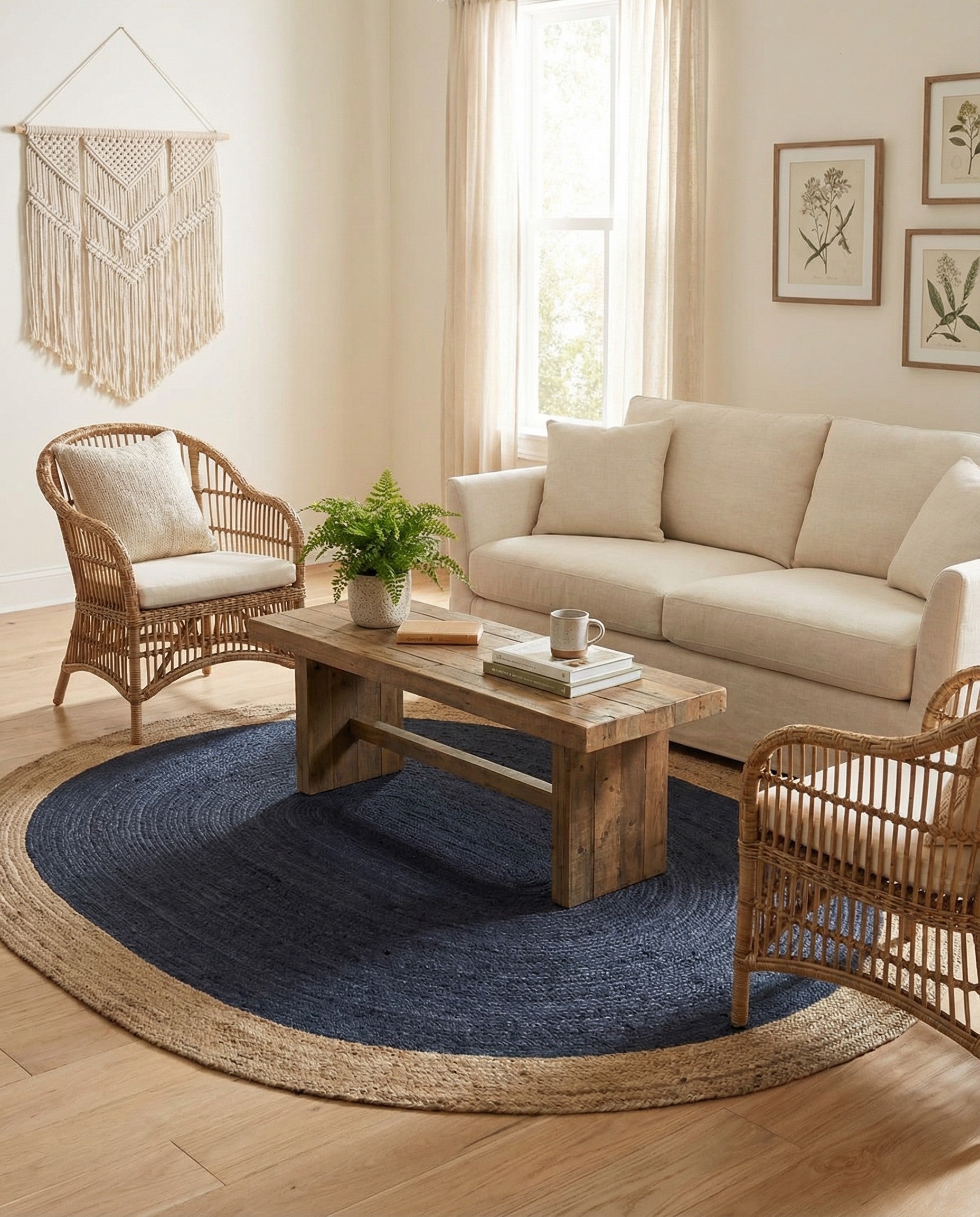 8' x 10' Handmade Braided Jute Oval Rug