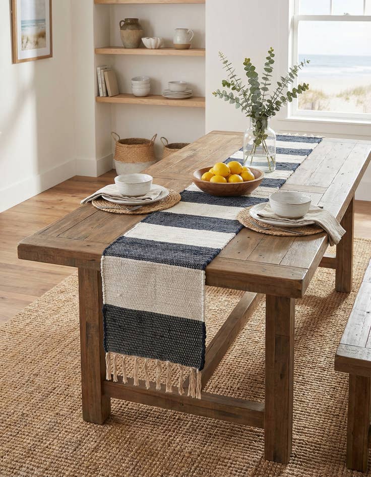 Detail image of  1' 2 x 10'  Hand Woven Chindi Rag Table Runner Rug
