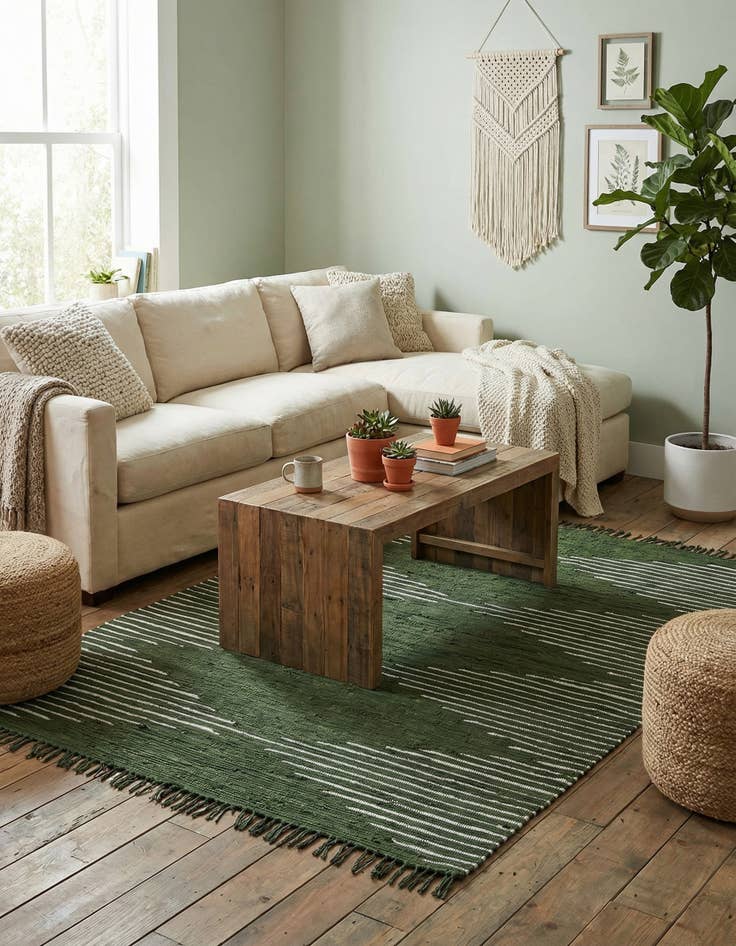 Detail image of 6' 1 x 9'  Hand Woven Chindi Cotton Rug