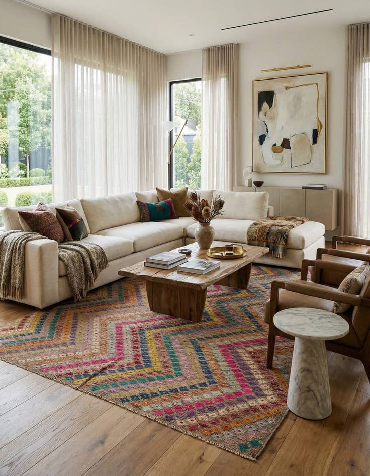 Detail image of 8' x 11' 2  Hand Woven Kilim Modern Wool Rug