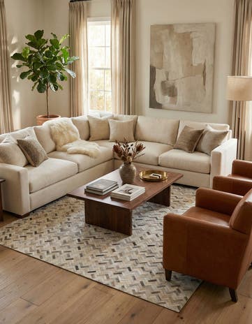 7' 9 x 9' 7 Cowhide Leather Rug