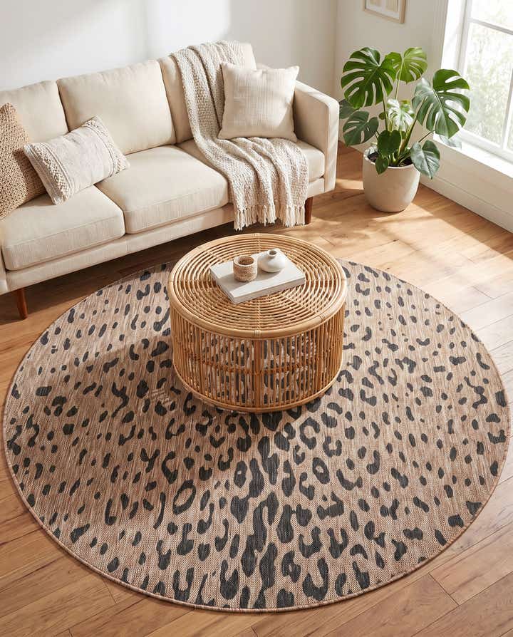 6' x 6' Easy-Clean Safari Indoor / Outdoor Round Rug
