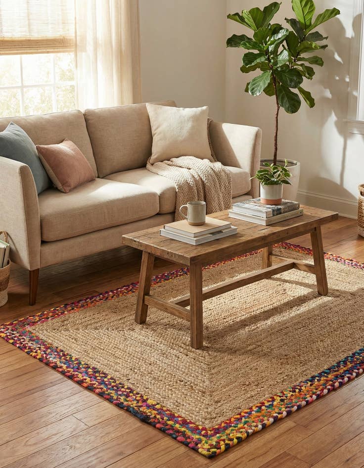 Detail image of  4' 1 x 6' 1  Hand Braided Jute Rug