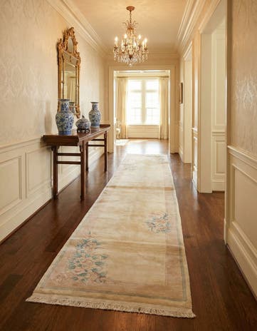 2' 10 x 10' 9 Hand Knotted Carved Pekin Wool Runner Rug