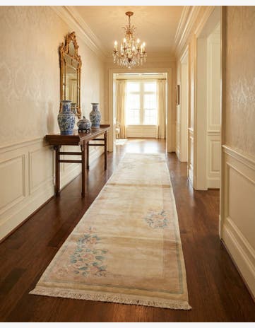 2' 10 x 10' 9 Hand Knotted Carved Pekin Wool Runner Rug