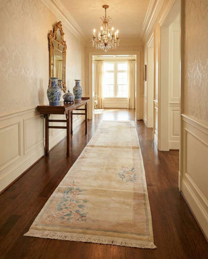 2' 10 x 10' 9 Hand Knotted Carved Pekin Wool Runner Rug