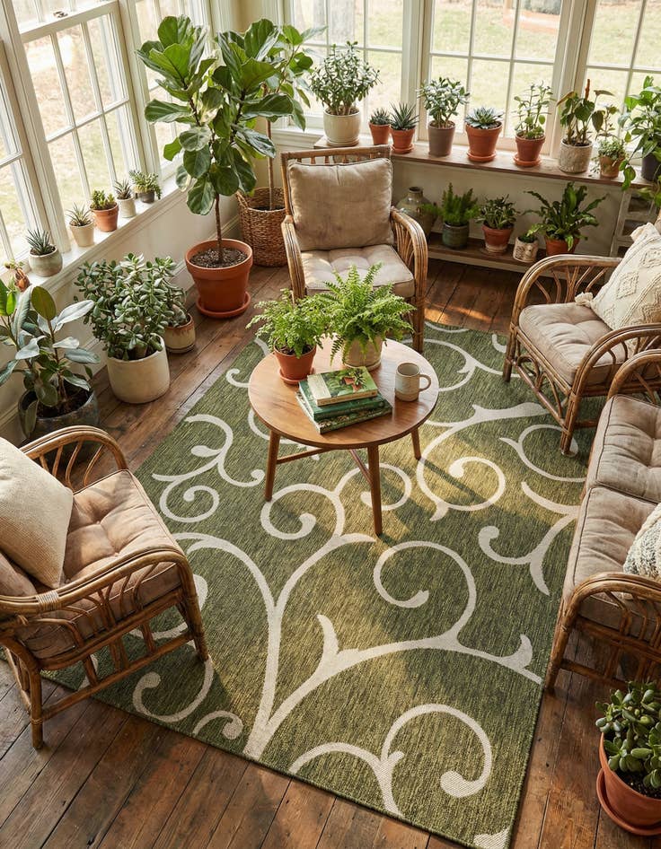 Detail image of 6' x 9' Easy-Clean Botanical Indoor / Outdoor Rug