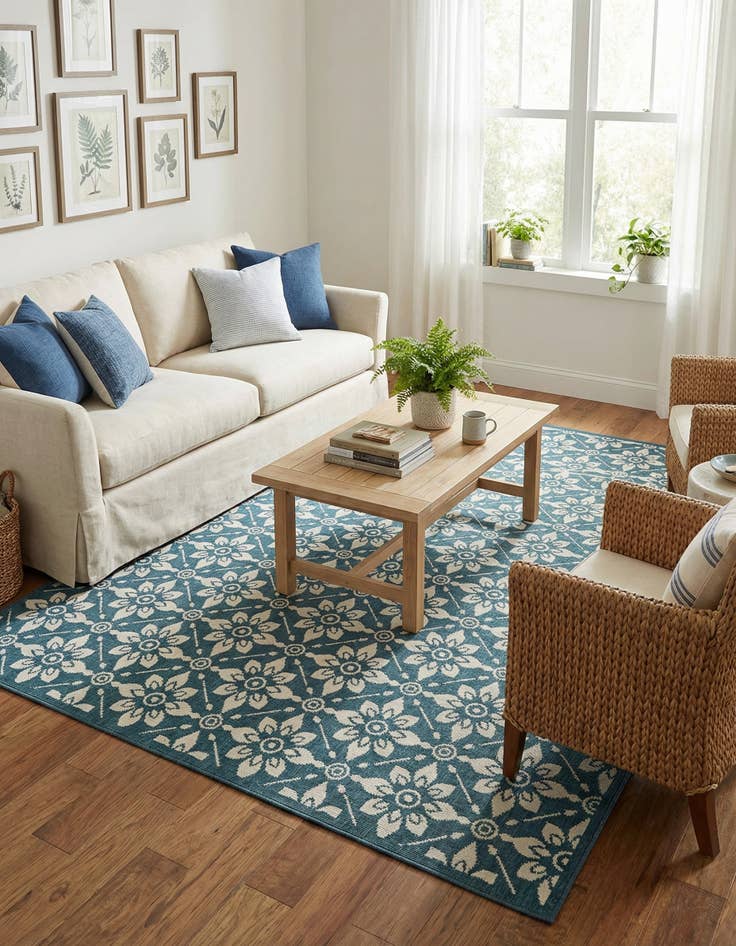 Detail image of  7' 10 x 10'  Washable Lattice Indoor / Outdoor Rug