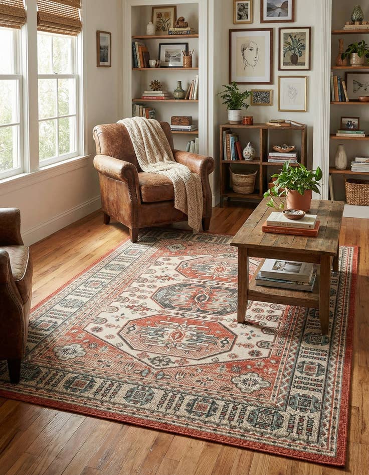 Detail image of  4' x 6'  Washable Traditional Indoor / Outdoor Rug