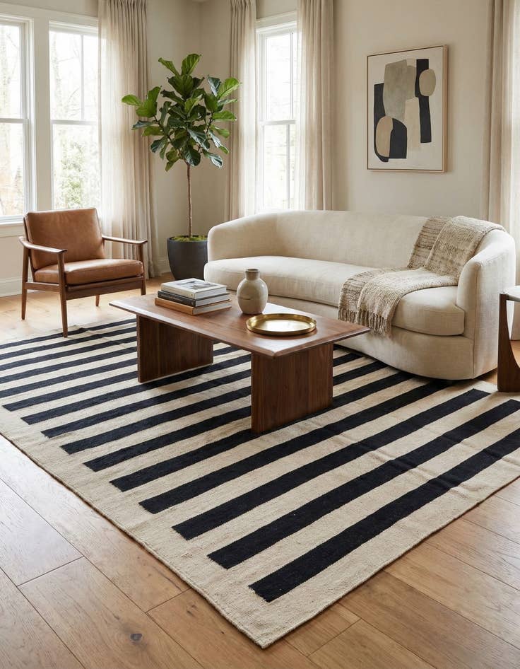 Detail image of 5' 7 x 7' 7  Hand Woven Kilim Modern Wool Rug