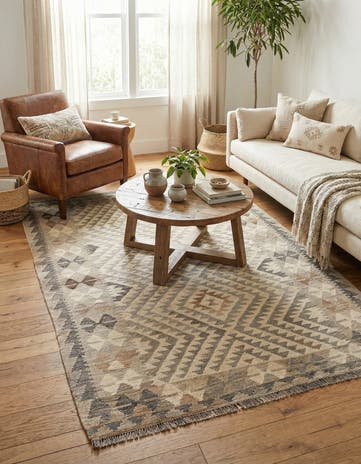 3' 11 x 6' Hand Woven Kilim Maymana Wool Rug