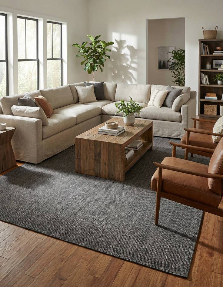 Detail image of 10' x 13' 1  Washable Solid Indoor / Outdoor Rug