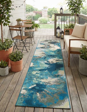 2' 7 x 12' Easy-Clean Modern Indoor / Outdoor Runner Rug