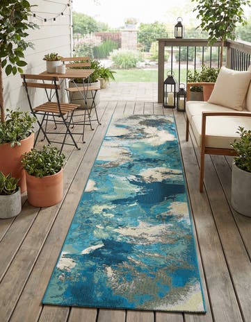 2' 7 x 12' Easy-Clean Modern Indoor / Outdoor Runner Rug