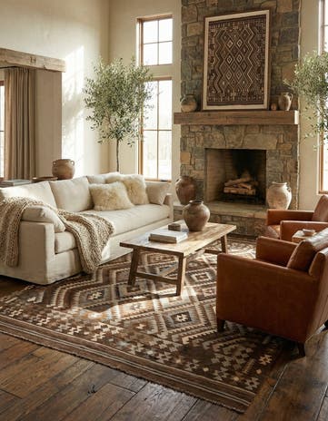 7' x 10' Hand Woven Kilim Maymana Wool Rug