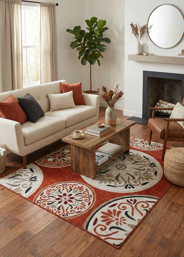 6' x 6' Easy-Clean Modern Indoor / Outdoor Square Rug