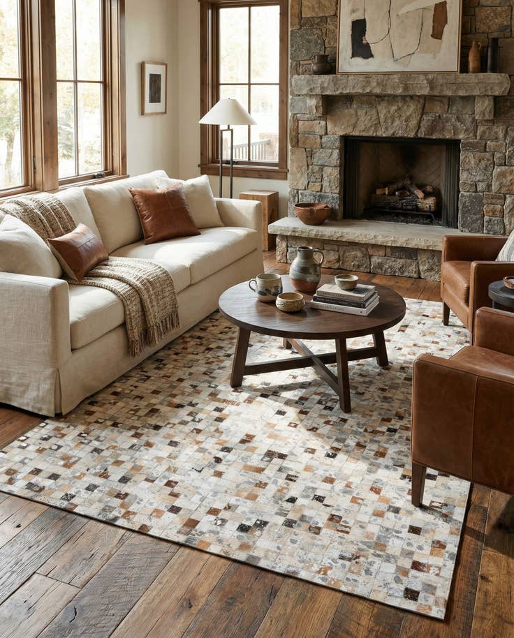 Detail image of 5' 1 x 8' Cowhide Stocks Rug