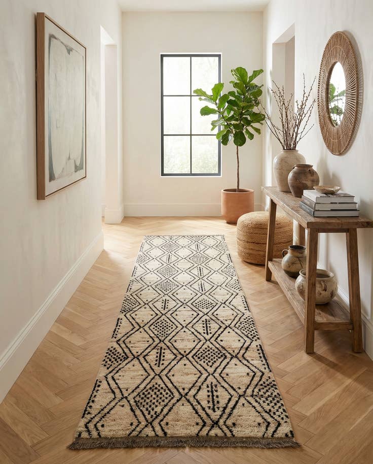 Detail image of 3' 2 x 12' 4 Hand Knotted Moroccan Wool Runner Rug