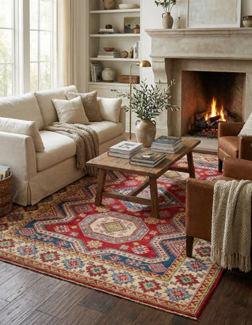 6' x 9' 2 Hand Knotted Kazak Rug