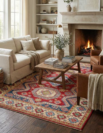 6' x 9' 2 Hand Knotted Kazak Rug
