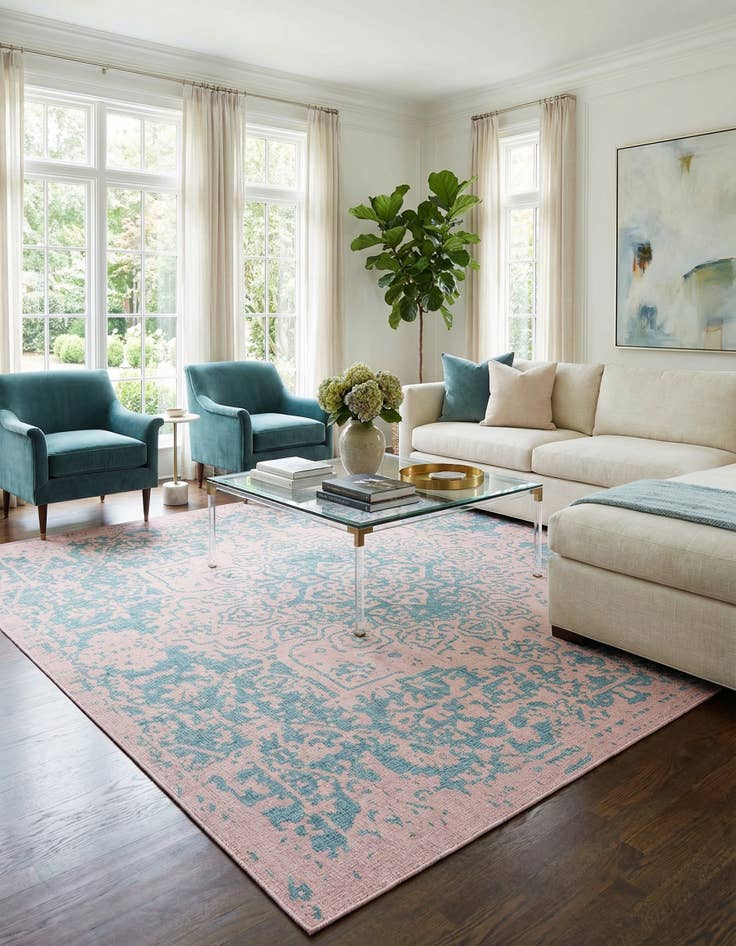 Detail image of 13' x 13'  Washable Jill Zarin Dubai Indoor / Outdoor Square Rug