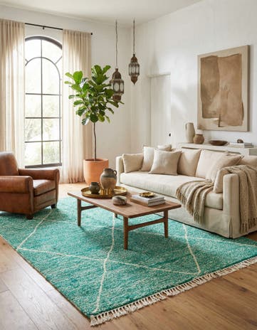 6' 8 x 9' 1 Hand Knotted Moroccan Wool Rug