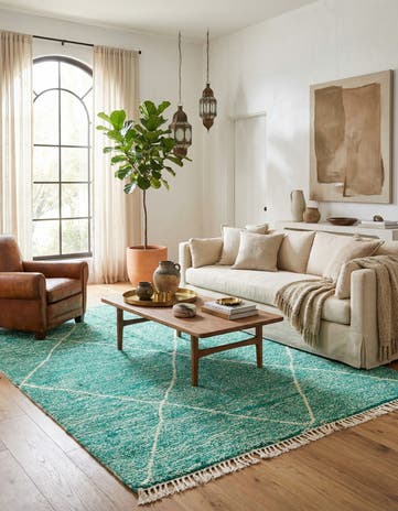 6' 8 x 9' 1 Hand Knotted Moroccan Wool Rug