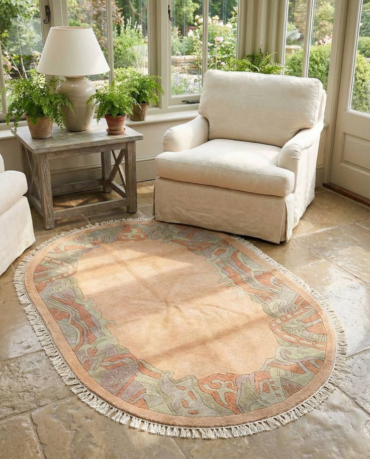 Detail image of 4' 1 x 6' Hand Knotted Tibet Wool Oval Rug