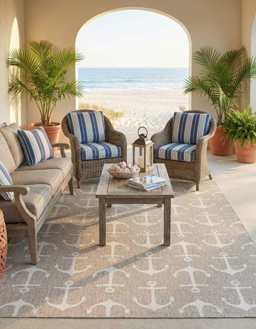 9' x 12' Easy-Clean Coastal Indoor / Outdoor Rug