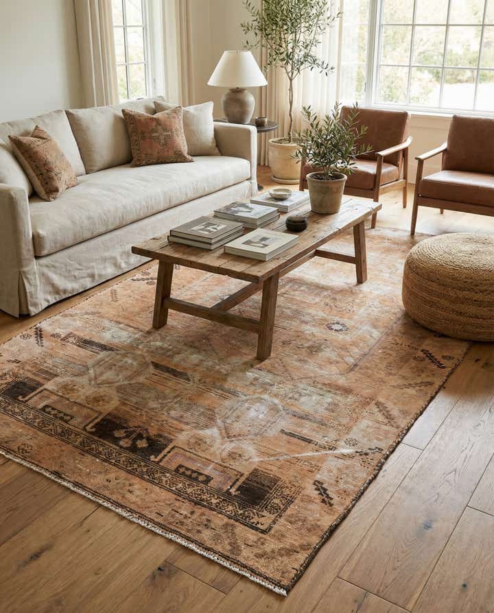 4' 6 x 8' 5 Hand Knotted Ultra Vintage Persian Wool Rug