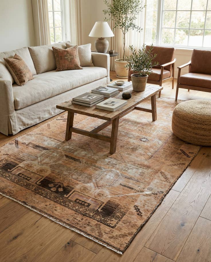 Detail image of 4' 6 x 8' 5 Hand Knotted Ultra Vintage Persian Wool Rug