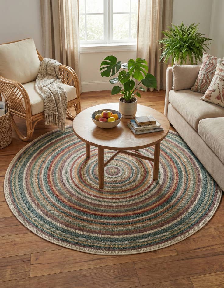 Detail image of 6' x 6'  Washable Baja Indoor / Outdoor Round Rug