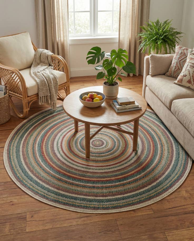 Detail image of 6' x 6' Easy-Clean Baja Indoor / Outdoor Round Rug