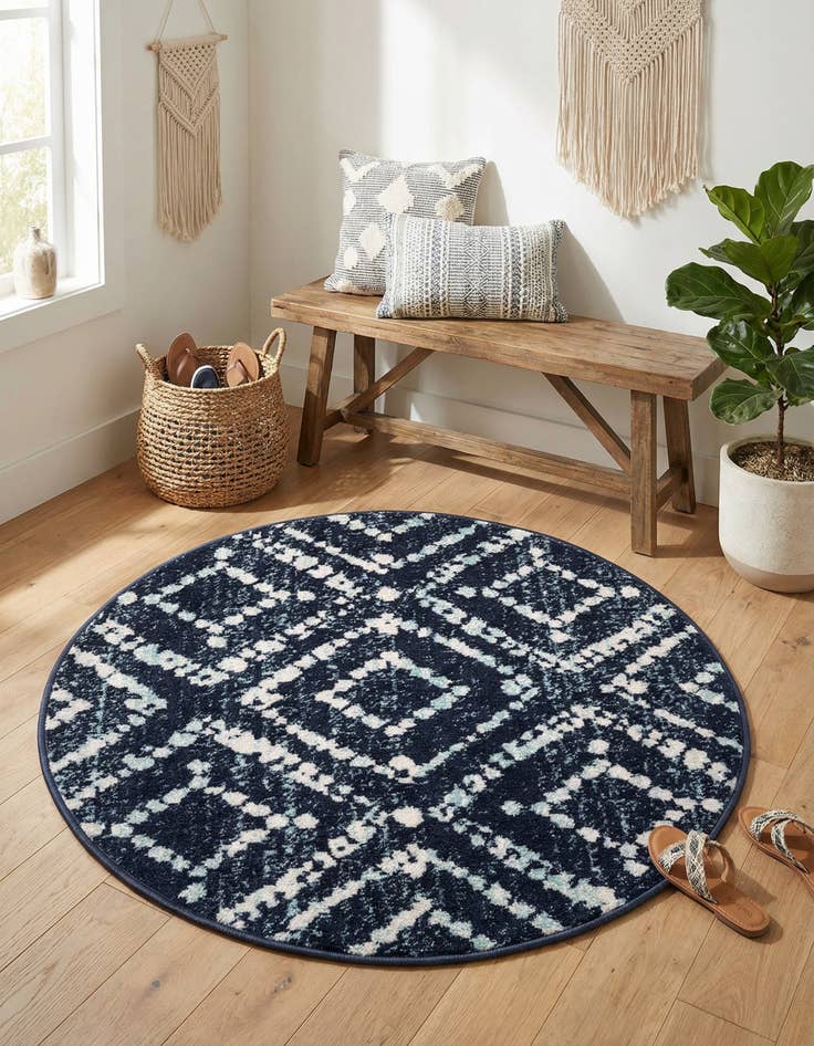 Detail image of 3' x 3' Moroccan Trellis Round Rug