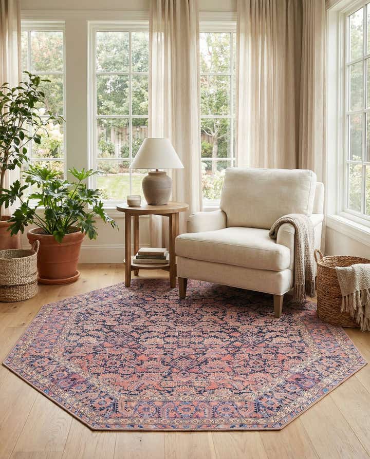 7' 6 x 7' 6 Washable Timeless Octagon Rug