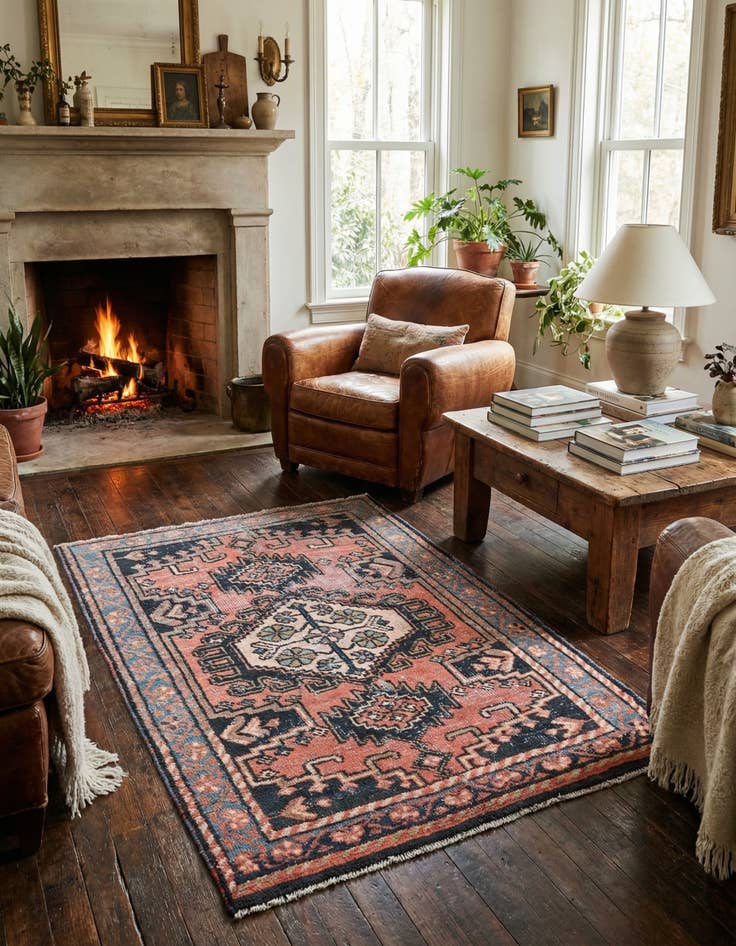 Detail image of  3' 4 x 4' 8  Hand Knotted Ultra Vintage Persian Wool Rug