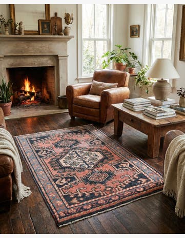 3' 4 x 4' 8 Hand Knotted Ultra Vintage Persian Wool Rug