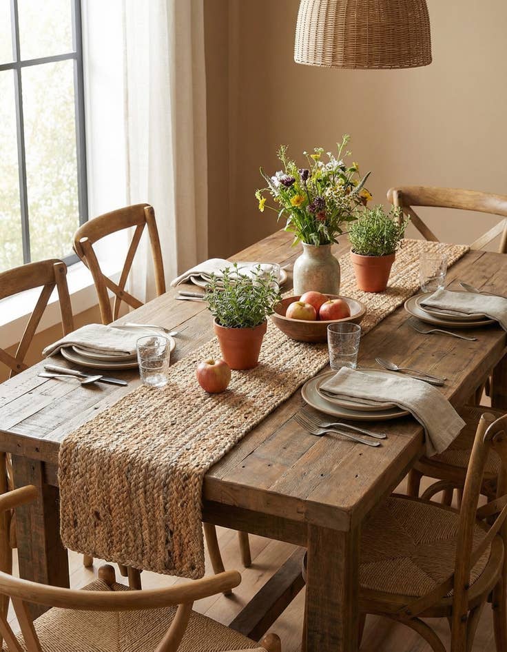 Detail image of  1' 2 x 8'  Hand Braided Jute Table Runner Rug