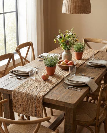  1' 2 x 8'  Hand Braided Jute Table Runner Rug