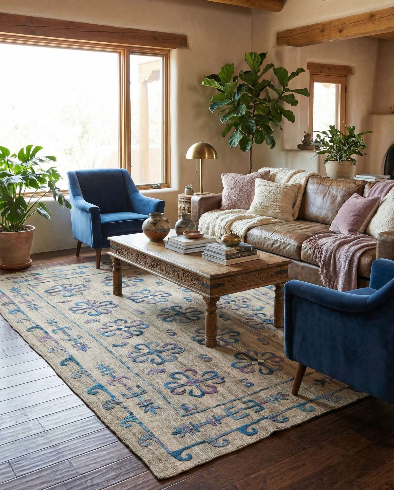 6' 5 x 9' 3 Hand Woven Kilim Suzani Wool Rug