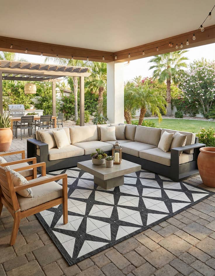 Detail image of 10' x 10'  Washable Modern Indoor / Outdoor Square Rug