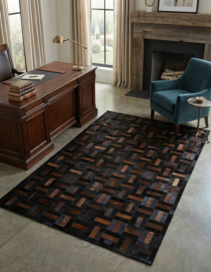 Detail image of  5' 1 x 8' 1 Cowhide - Patchwork Rug