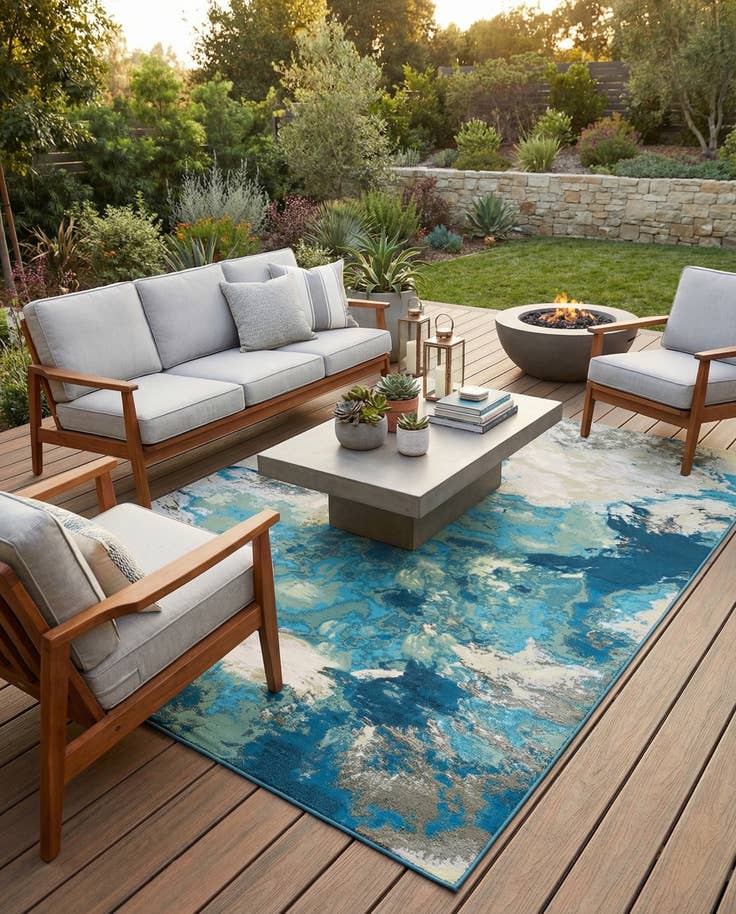 Detail image of 9' x 12' Easy-Clean Modern Indoor / Outdoor Rug