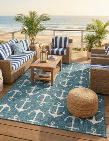 7' 10 x 11' Easy-Clean Coastal Indoor / Outdoor Rug