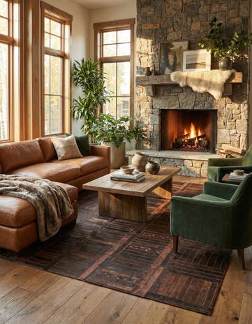 5' 3 x 7' 9 Cowhide Leather Rug
