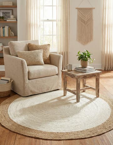 8' x 8' Handmade Braided Jute Round Rug