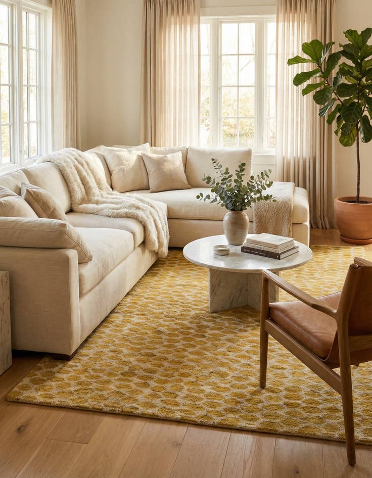 Detail image of 5' 10 x 9'  Hand Knotted Darya Wool Rug