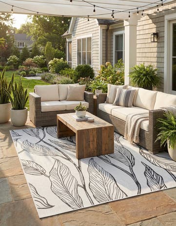 9' x 12' Easy-Clean Botanical Indoor / Outdoor Rug
