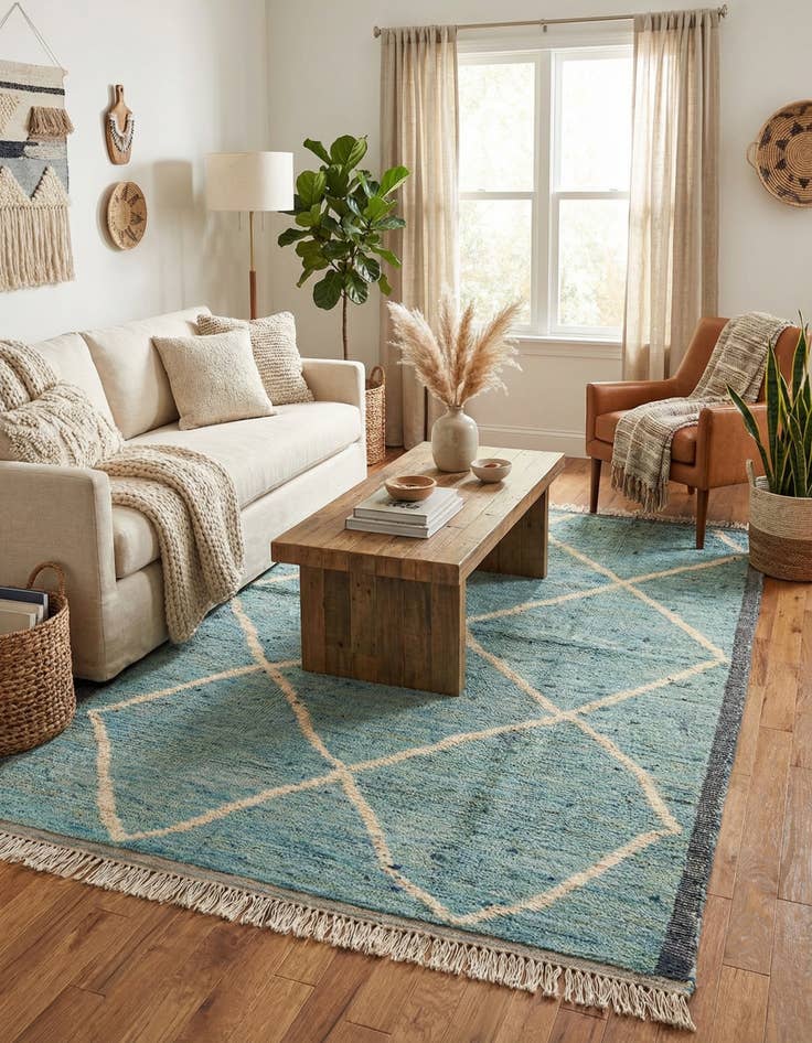 Detail image of 5' 2 x 7' 4 Hand Knotted Moroccan Wool Rug